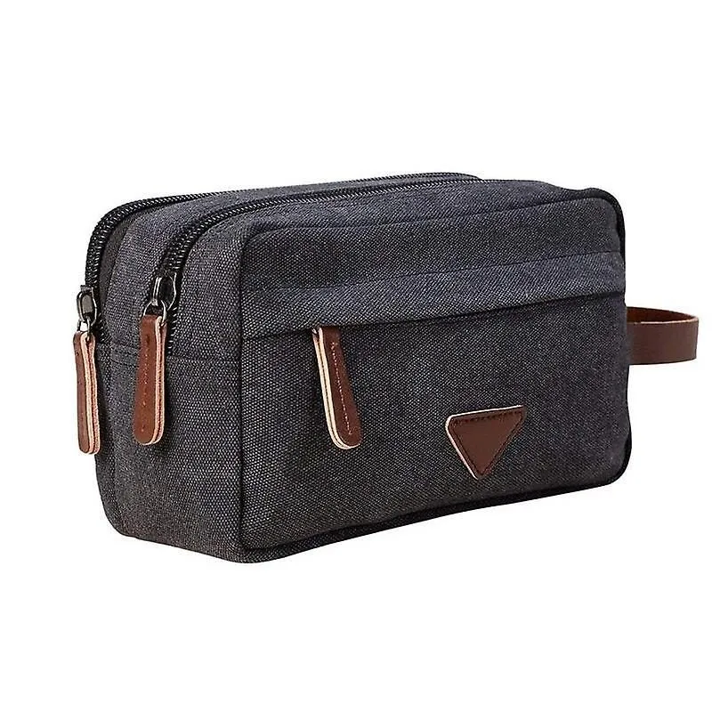 Men Zipper Canvas Toiletry Bag Large Waterproof Shaving Kits Women Travel