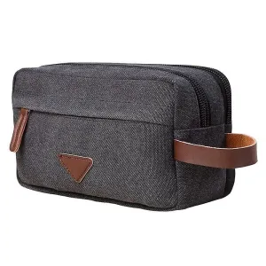 Men Zipper Canvas Toiletry Bag Large Waterproof Shaving Kits Women Travel
