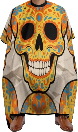 Mexican Sugar Skull Flower Art Hair Dressing Gown Cape Hair Cutting Cloak - Adjustable Salon Cape Apron for Barbers, Easy Clean