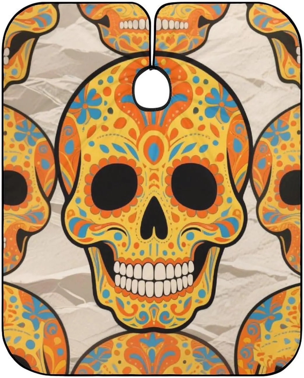 Mexican Sugar Skull Flower Art Hair Dressing Gown Cape Hair Cutting Cloak - Adjustable Salon Cape Apron for Barbers, Easy Clean