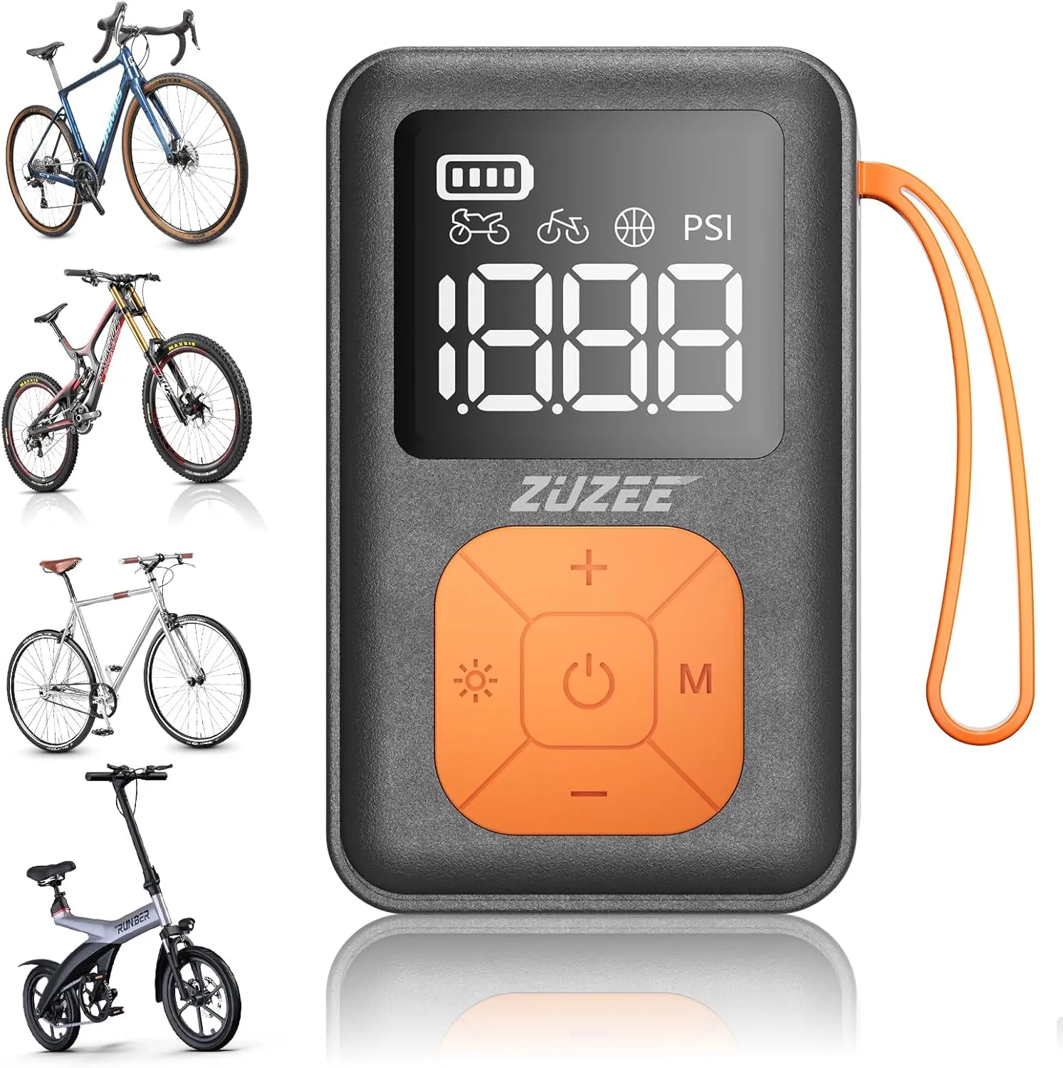 Mini Bike Pump, 150 PSI Portable Bicycle Pump with Gauge, 3X Faster & Auto Stop & Brushless Motor, Electric Bike Tire Pump with Presta and Schrader Valve for Road Bike, MTB, Motorcycle, Ball,etc