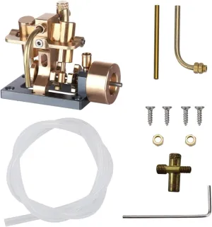 Mini Engine Model Kit That Runs, Inline Double-Cylinder Swing Steam Engine Model for Within 40cm Retro Boat Models (Without Boiler)