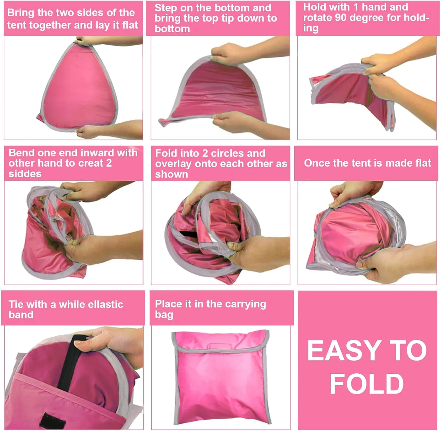 Mini Head Shelter Tent, 1 Pack Foldable Pop Up Beach Tent Sun Shelter for Anti-UV Pet & Outdoor Camping, Picnic Beach, Pink-Vinyl L
