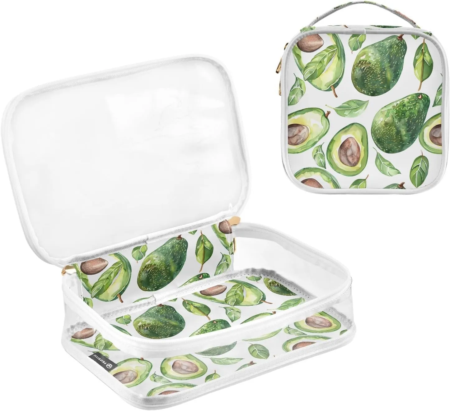 MNSRUU Clear Makeup Bags Avacodos Toiletry Bag for Women 2 PCS Waterproof Clear Bags Clear Travel Toiletry Bag Small Cosmetic Makeup Bag, Carry on Airport Airline Compliant Bag