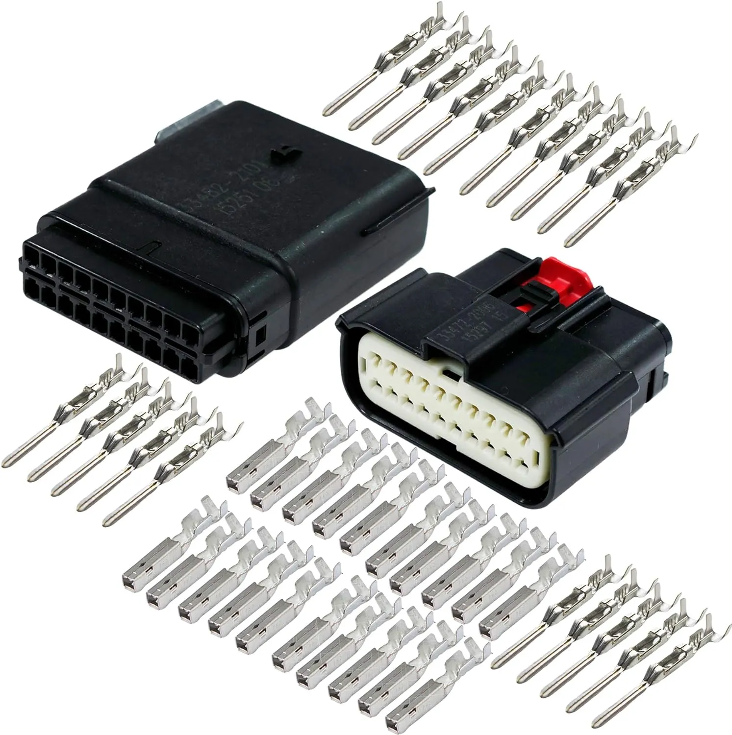 Molex 20 Pin Wire Connector, Harley BLACK Waterproof, Sealed Kit, MX150 w/CPA