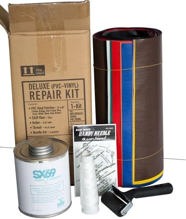Moose Vinyl Deluxe Repair Kit Includes 32oz Sx Glue, Assorted Patches, Needles, Thread, Roller (Solid)