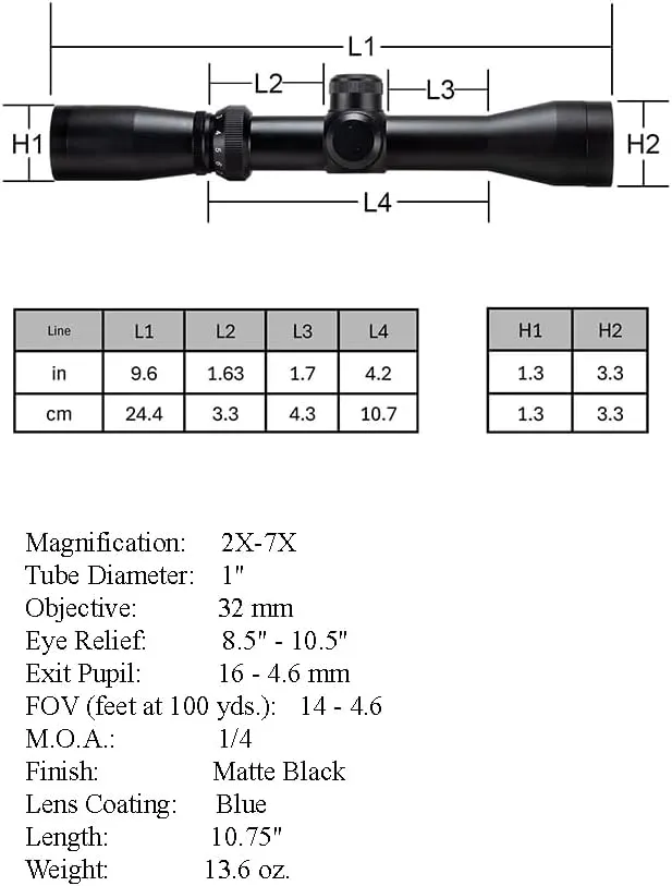 Mosin Nagant 2-7x32 Long Eye Relief Scope   Scout Rail Mount for Mosin Nagant 91/30 M38 M44 1891 91/30 1891/30 Rifles  1 Inch Ring   7.62 x 54R Caliber Cartridge Laser Bore Sighter