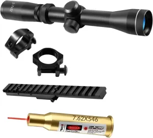 Mosin Nagant 2-7x32 Long Eye Relief Scope   Scout Rail Mount for Mosin Nagant 91/30 M38 M44 1891 91/30 1891/30 Rifles  1 Inch Ring   7.62 x 54R Caliber Cartridge Laser Bore Sighter