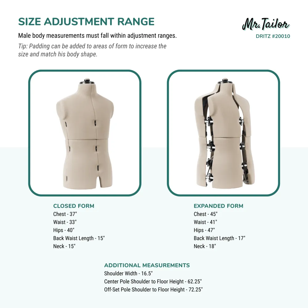 Mr. Tailor Adjustable Male Form