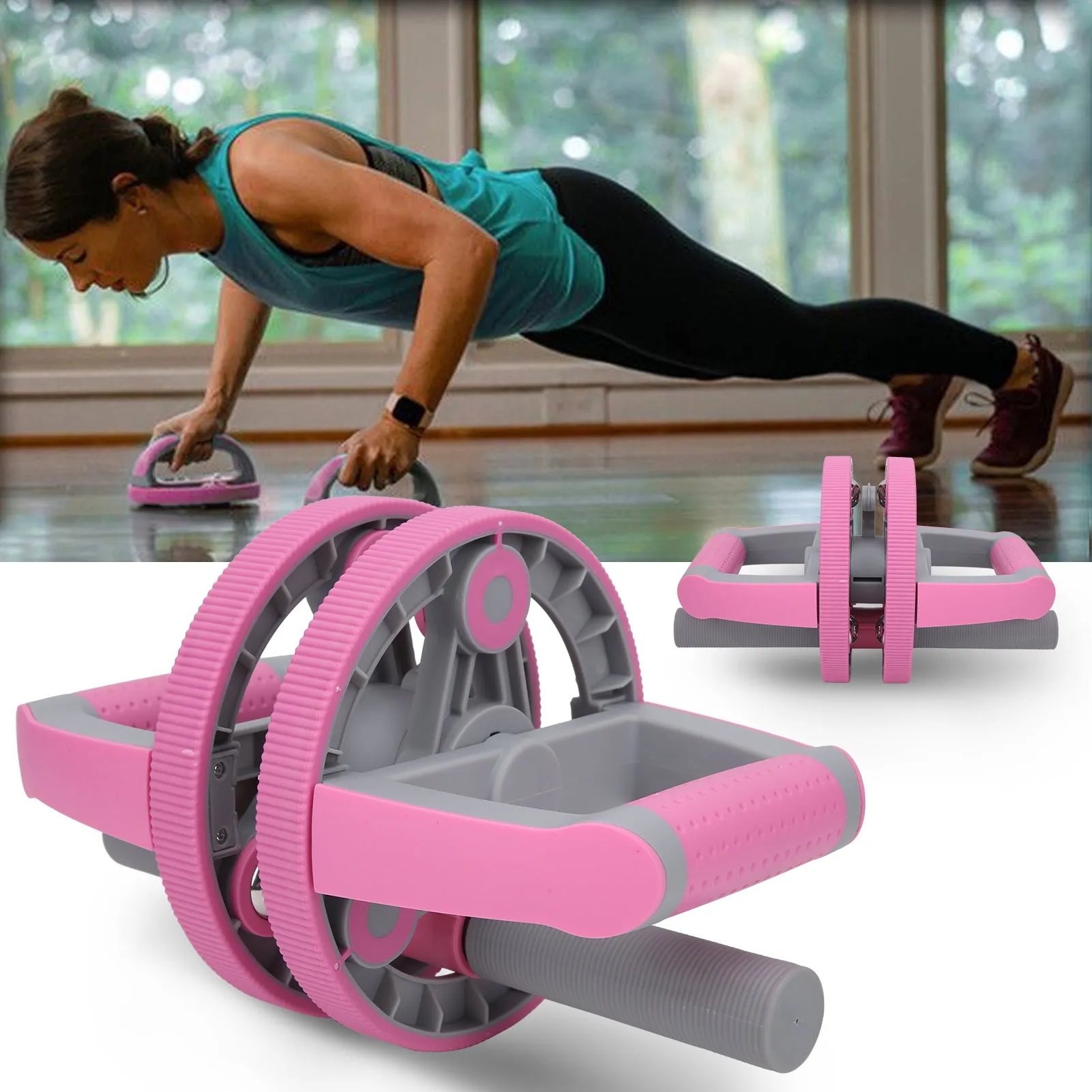 Multifunctional Abdominal Wheel Set with Detachable Handles and Resistance Bands for Full-Body Workout