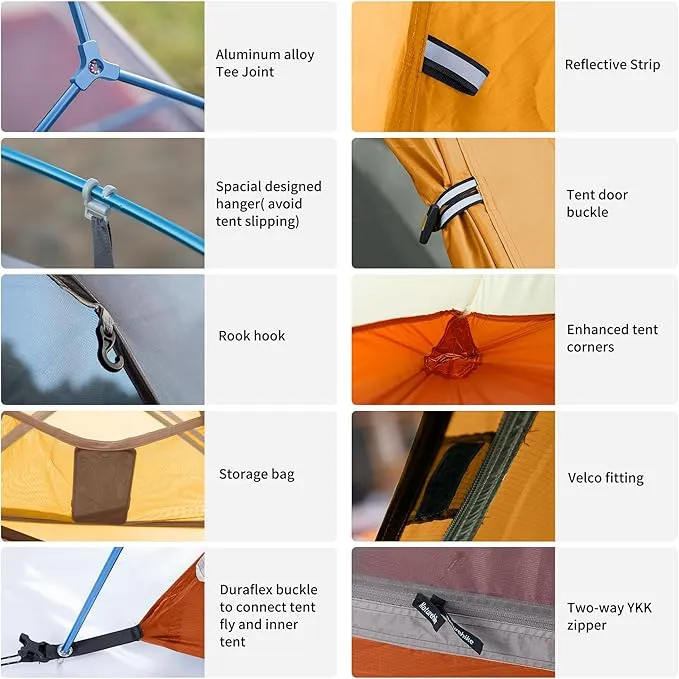 Naturehike Cloud-Up 1 Person Tent Lightweight Backpacking Tent for One Man, Waterproof Ultralight Single Person Tent, Double Layer One Person Tent for Camping Hiking Backpacking