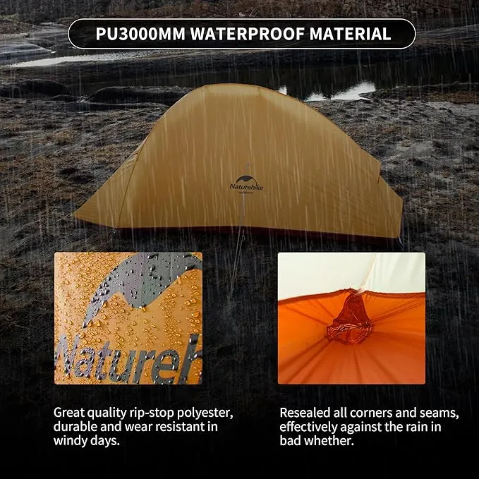 Naturehike Cloud-Up 1 Person Tent Lightweight Backpacking Tent for One Man, Waterproof Ultralight Single Person Tent, Double Layer One Person Tent for Camping Hiking Backpacking