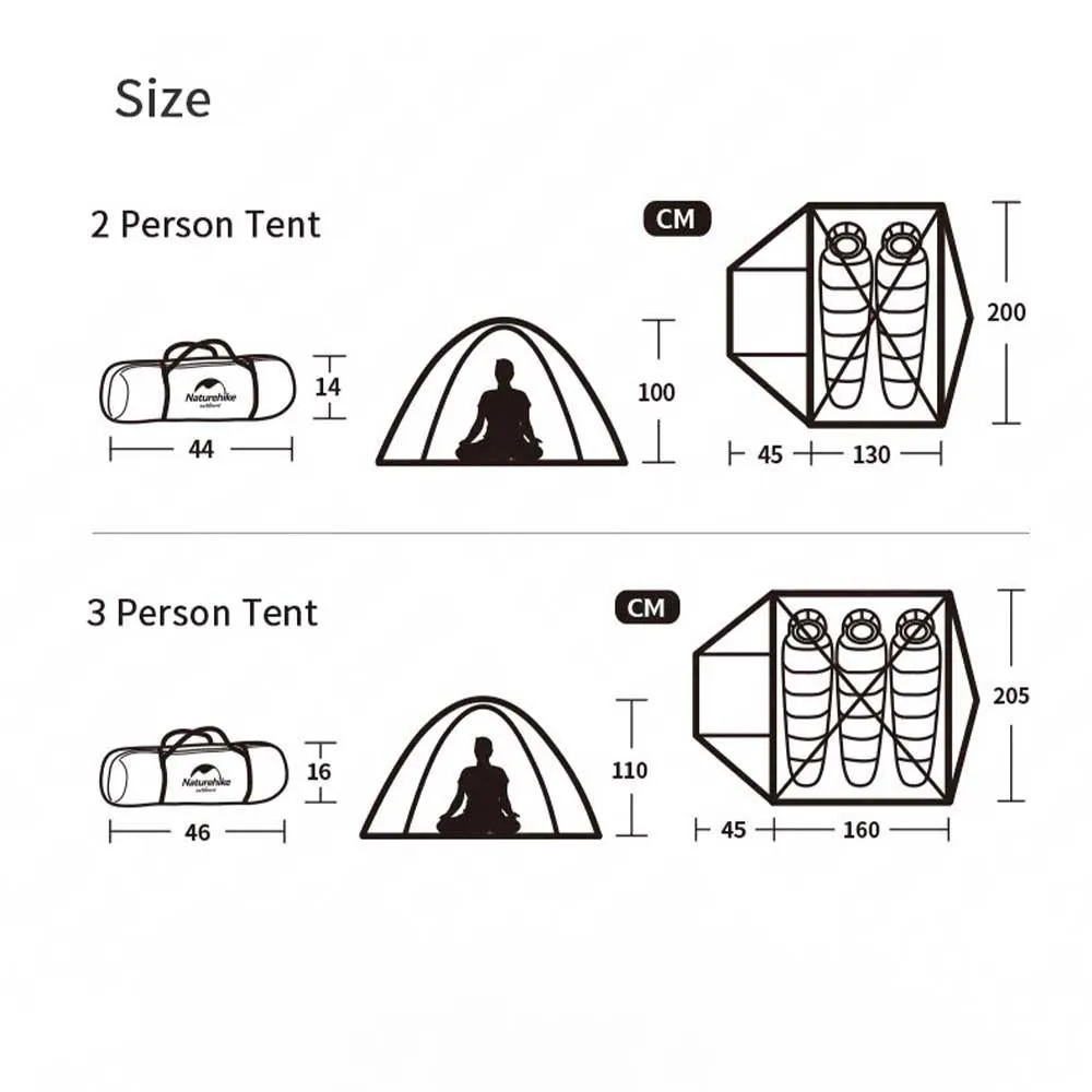 Naturehike P-Series Aluminum Pole Tent (2-3 PER)210T65D
