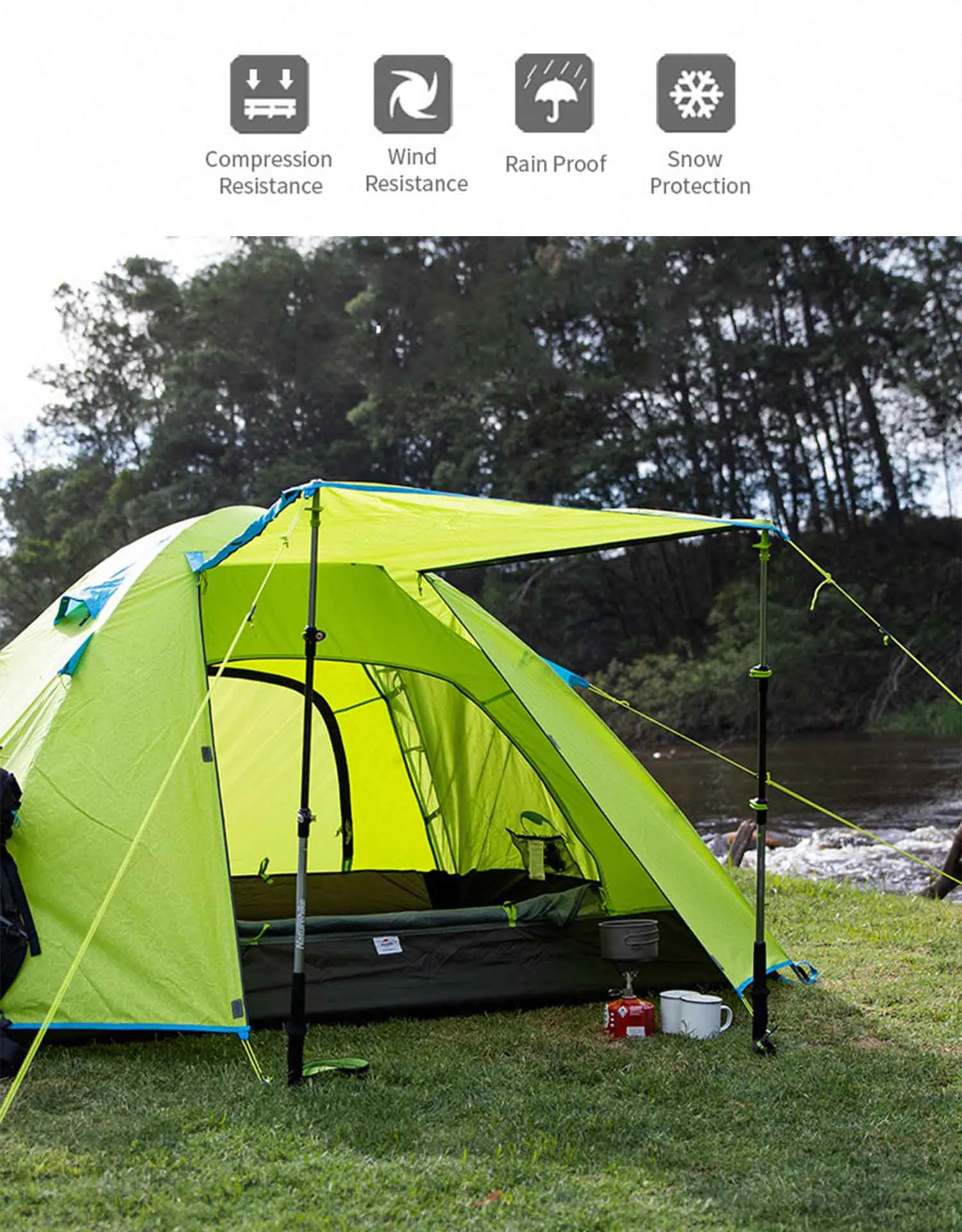 Naturehike P-Series Aluminum Pole Tent (2-3 PER)210T65D