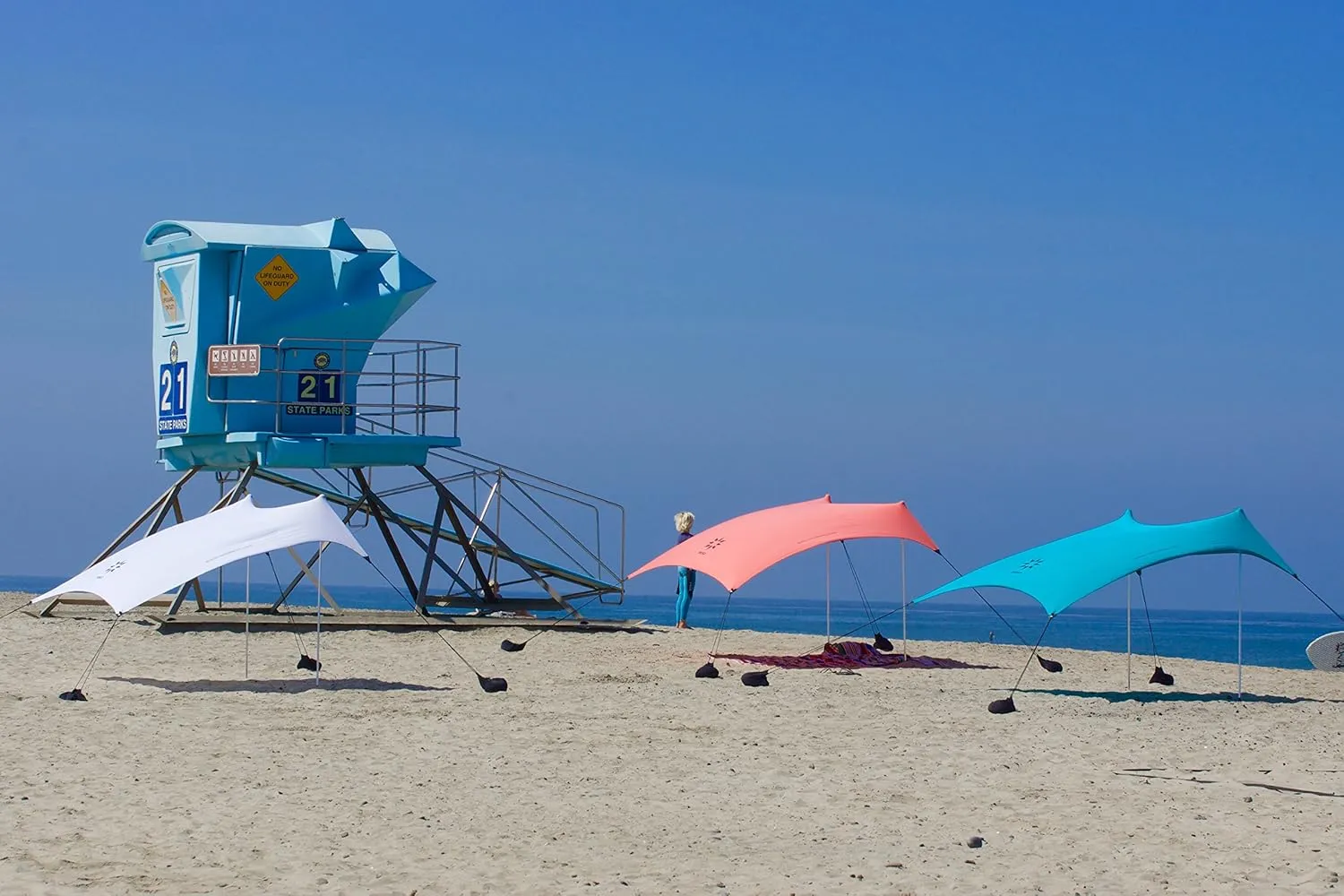 Neso Tents Beach Tent with Sand Anchor, Portable Canopy Sunshade - 7' x 7' - Patented Reinforced Corners(White)