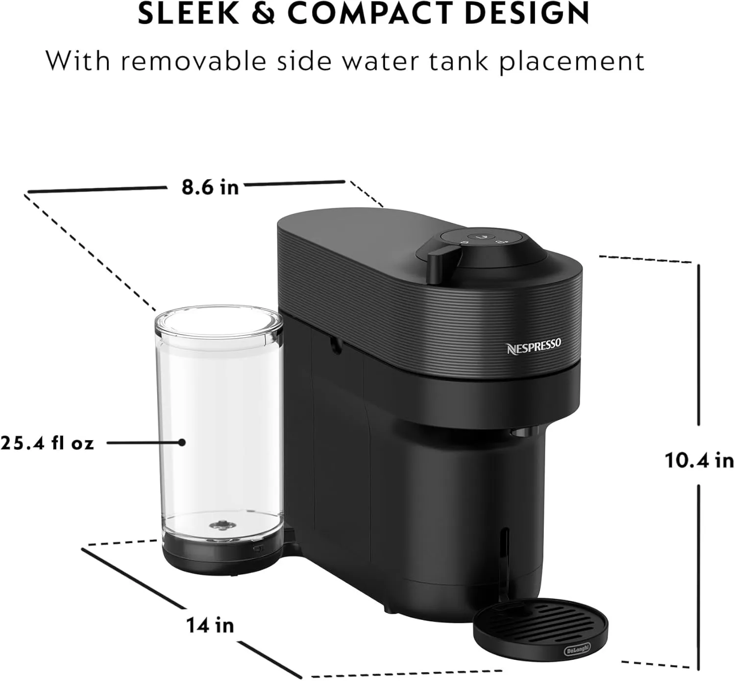 Nespresso Vertuo Pop  Cold Value Added Bundle with Iced Coffee Tumbler by De'Longhi, Liquorice Black