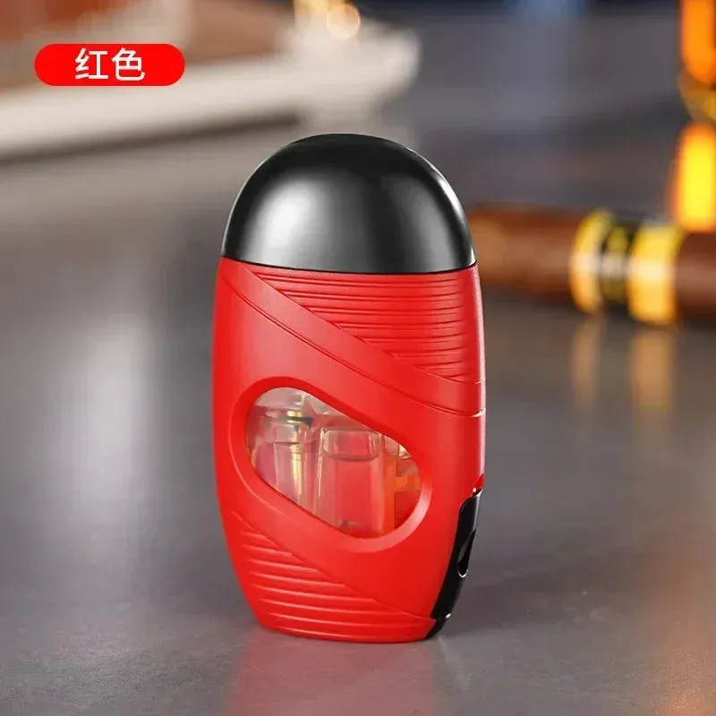 New Powerful 3 Jet Blue Flame Cigar Ligher Windproof Inflatable Gas Turbo Torch Lighter Kitchen Gas Stove Cigar Punch Tools Gift