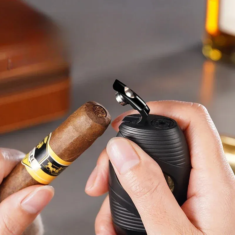New Powerful 3 Jet Blue Flame Cigar Ligher Windproof Inflatable Gas Turbo Torch Lighter Kitchen Gas Stove Cigar Punch Tools Gift