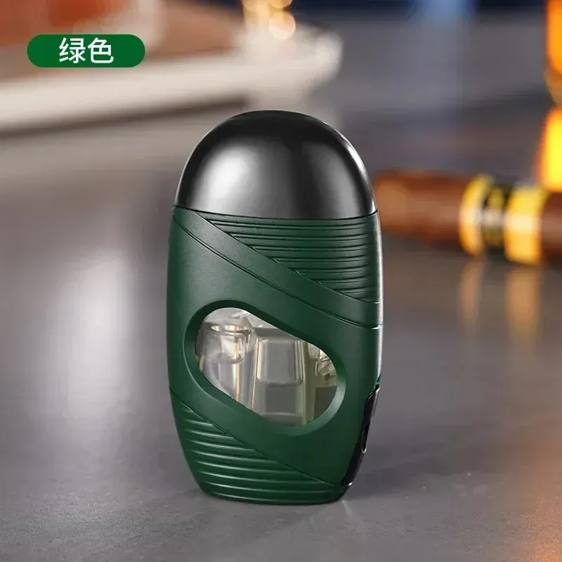 New Powerful 3 Jet Blue Flame Cigar Ligher Windproof Inflatable Gas Turbo Torch Lighter Kitchen Gas Stove Cigar Punch Tools Gift