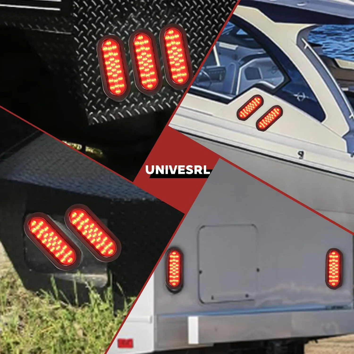 NEW SUN 12pcs 6 Inch Oval LED Trailer Lights -21 LED Ultra Bright Tail Light Kit with Surface Mount Grommets, Watertight 3-Prong Plug for RV, Truck, Jeep - IP67 Waterproof, Easy Installation, Red