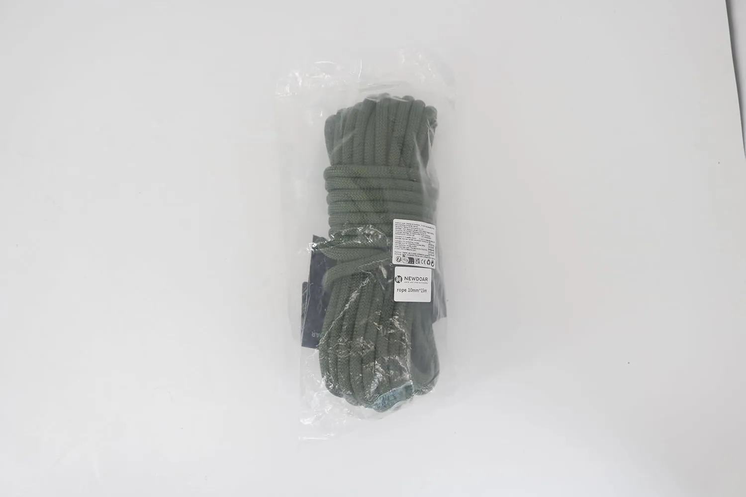 NewDoar CE & UIAA Certificated 18KN Static Climbing Rope 10mm (3/8in) High Strength Accessory Cord Double Braid Safety Rope for Prusik Hauling Dragging(ArmyGreen 10mm,50ft)