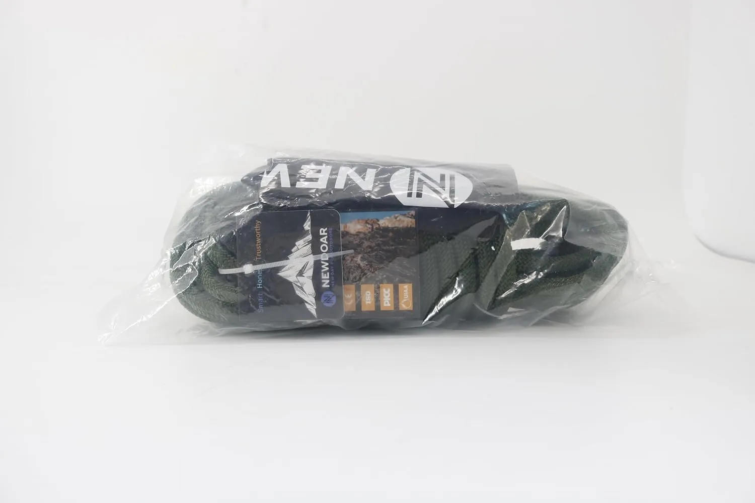 NewDoar CE & UIAA Certificated 18KN Static Climbing Rope 10mm (3/8in) High Strength Accessory Cord Double Braid Safety Rope for Prusik Hauling Dragging(ArmyGreen 10mm,50ft)