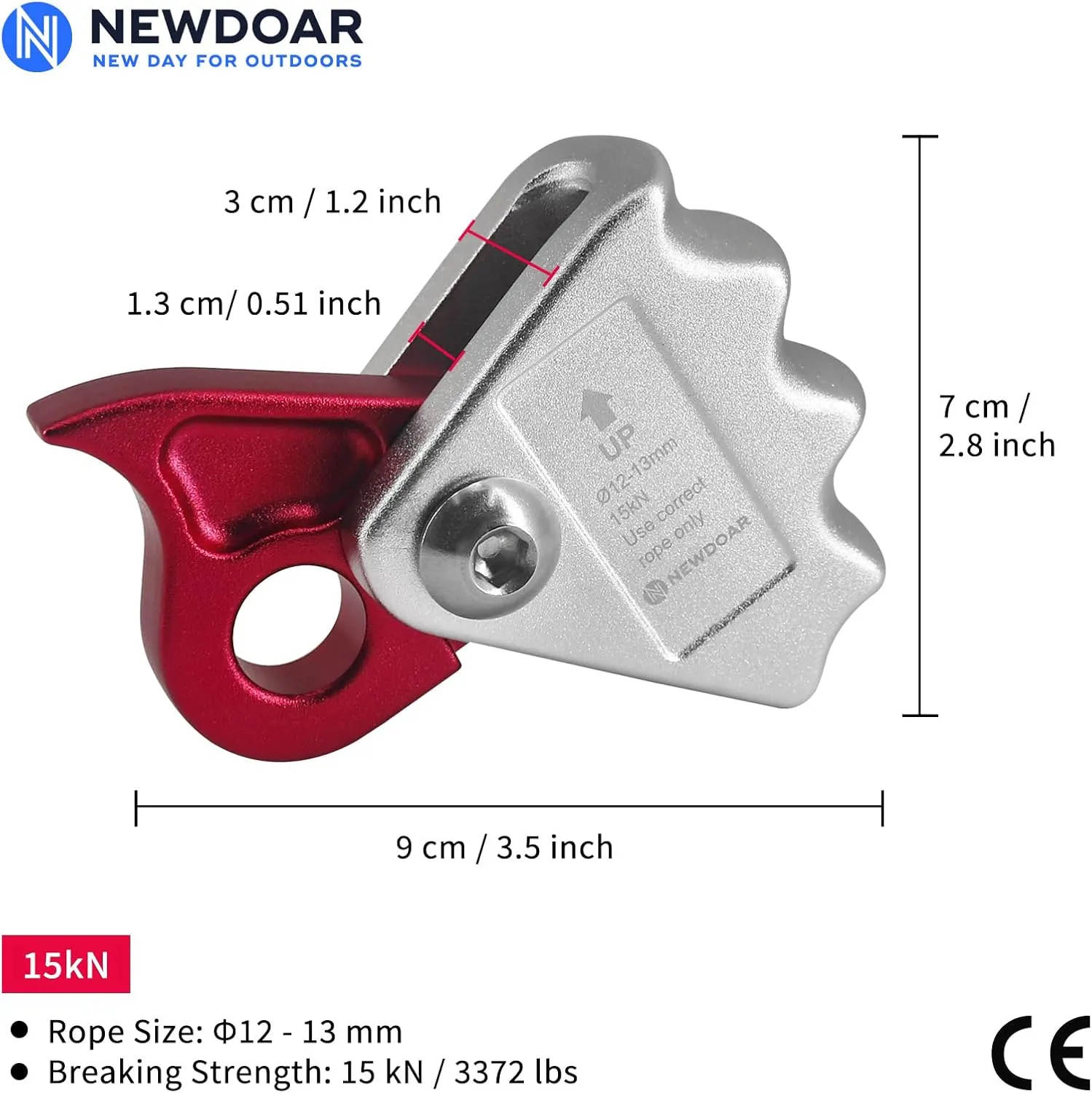 NewDoar Rope Grab Ascender Riser Adjuster Fits Rope for Rocking Climbing Protection Rescue