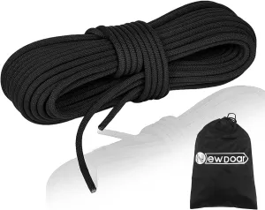 NewDoar Static Climbing Rope 10mm Accessory Cord Rope,for Arborist Tree, Mountaineering, Sailboat Rope,Dock Lines,Hauling Dragginge(Black 10mm,50FT)