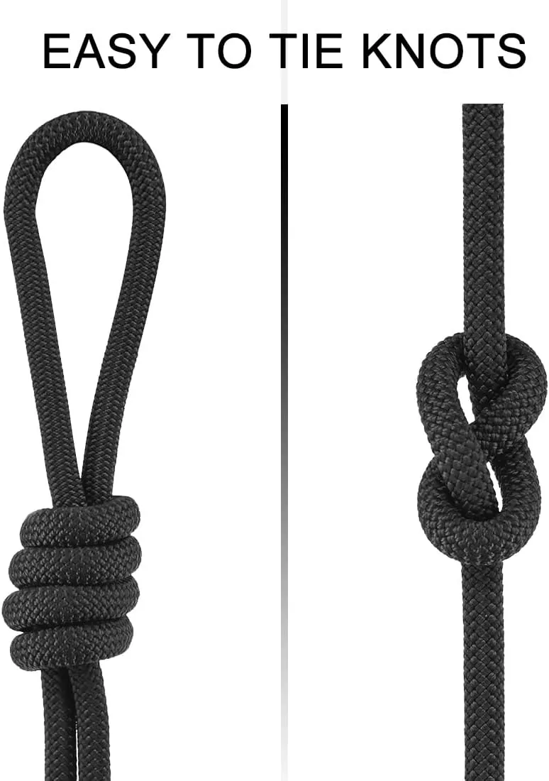 NewDoar Static Climbing Rope 10mm Accessory Cord Rope,for Arborist Tree, Mountaineering, Sailboat Rope,Dock Lines,Hauling Dragginge(Black 10mm,50FT)
