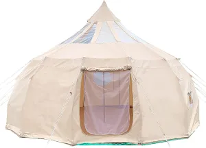 NIEH Canvas Drop Shape Tent, Cotton Canvas Yurt Tent, with 1 Stove Jacks, Luxury All Season Tent for Camping Trips