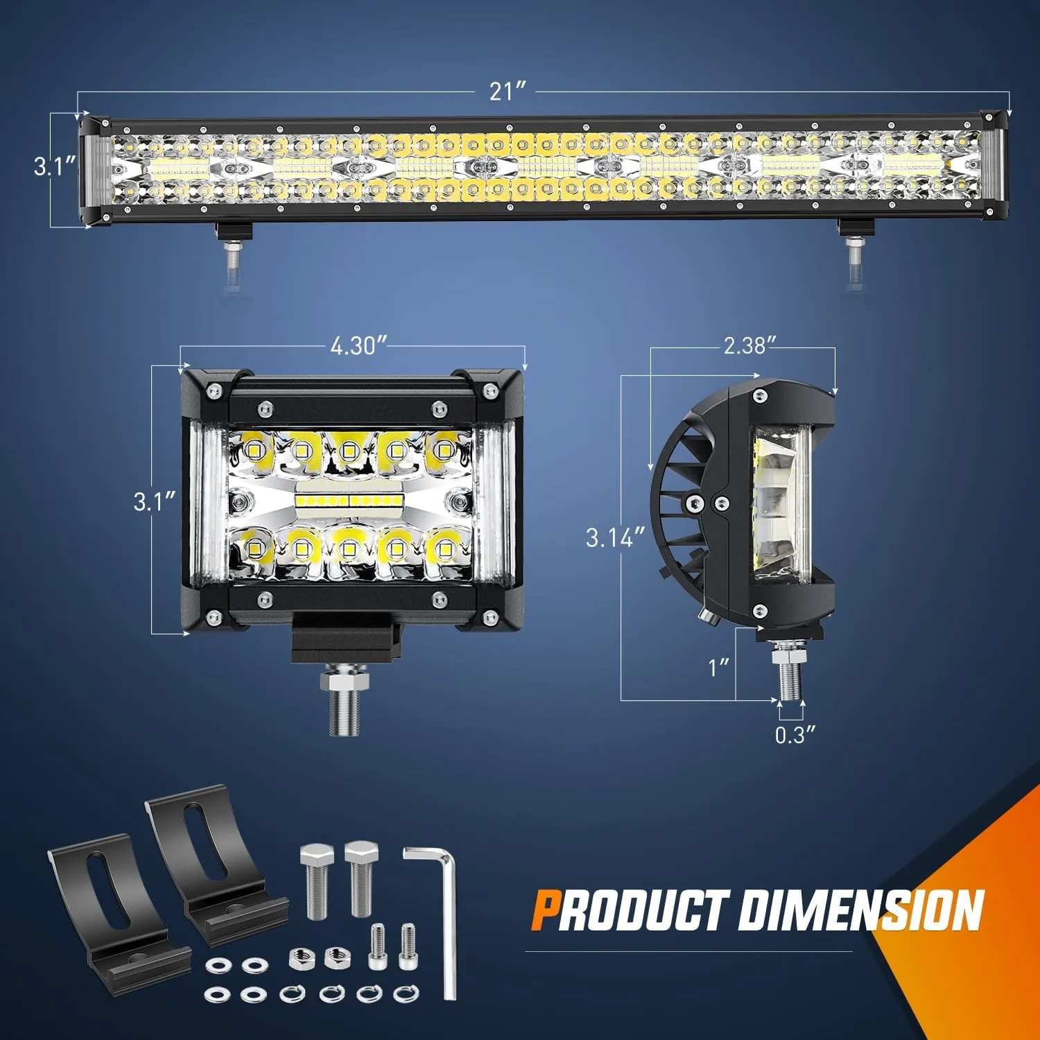 Nilight Side Shooter LED Light Bar Set 20 Inch Triple Row Spot Flood Combo Lights 2PCS 4.3" Pods with 5Pin Rocker Switch Wiring Harness Kit for Truck SUV ATV UTV