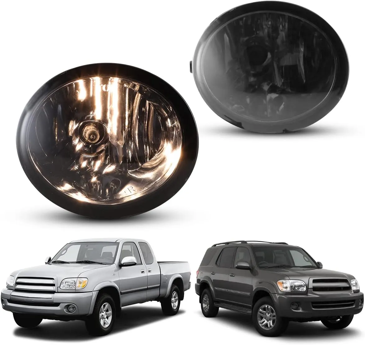 Nixon Offroad Fog Light Set for 2001-2007 Toyota Sequoia, 2000-2006 Toyota Tundra w/Bulbs   Wiring Kit   Switch, Driving Fog Light Assembly (Smoke Lens)