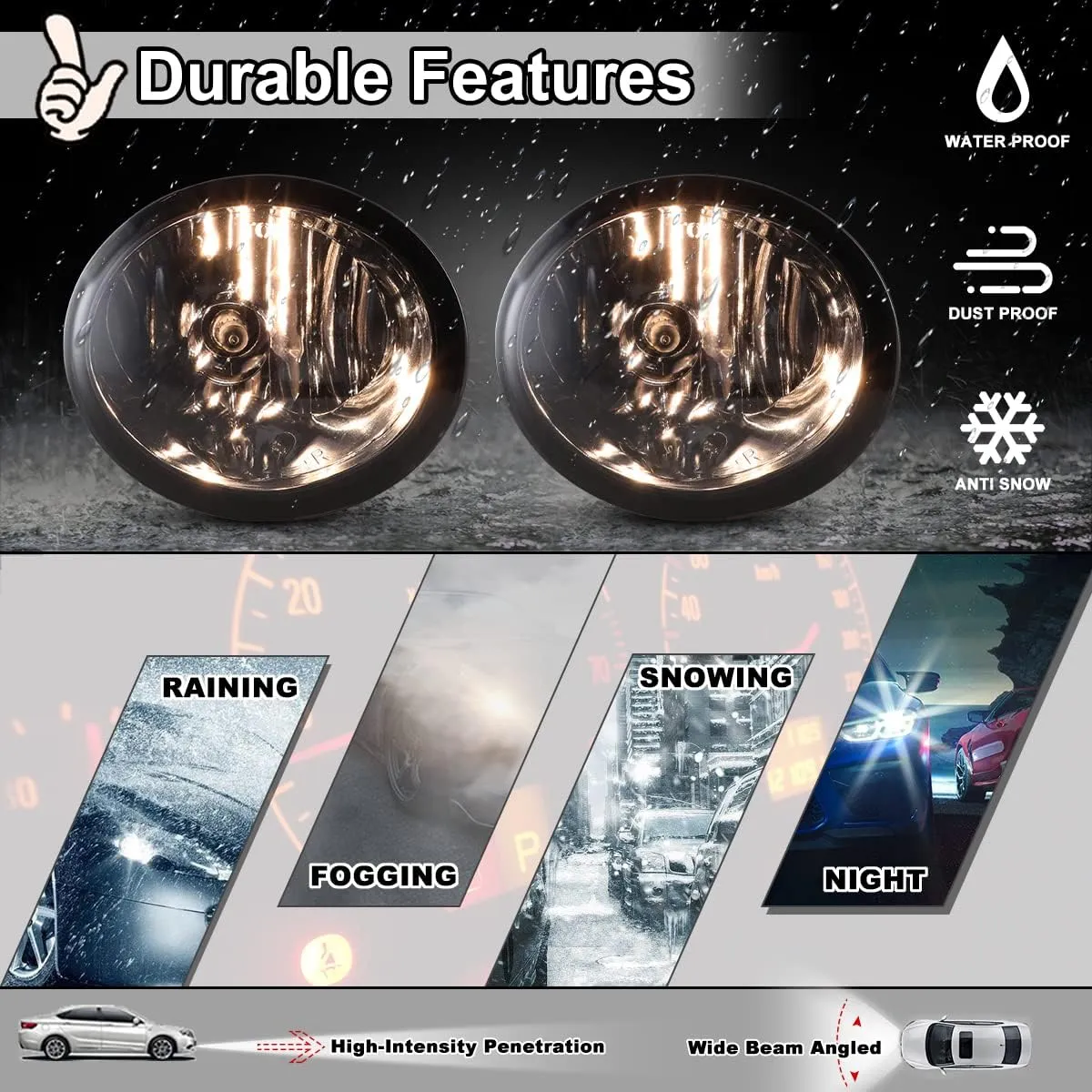 Nixon Offroad Fog Light Set for 2001-2007 Toyota Sequoia, 2000-2006 Toyota Tundra w/Bulbs   Wiring Kit   Switch, Driving Fog Light Assembly (Smoke Lens)