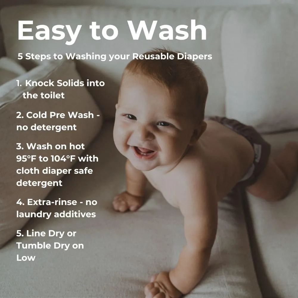 Nora's Nursery Cloth Diapers 7 Pack with 7 Inserts & 1 Wet Bag - Waterproof Cover, Washable, Reusable & One Size Adjustable Pocket Diapers for Newborns and Toddlers - Toy Box