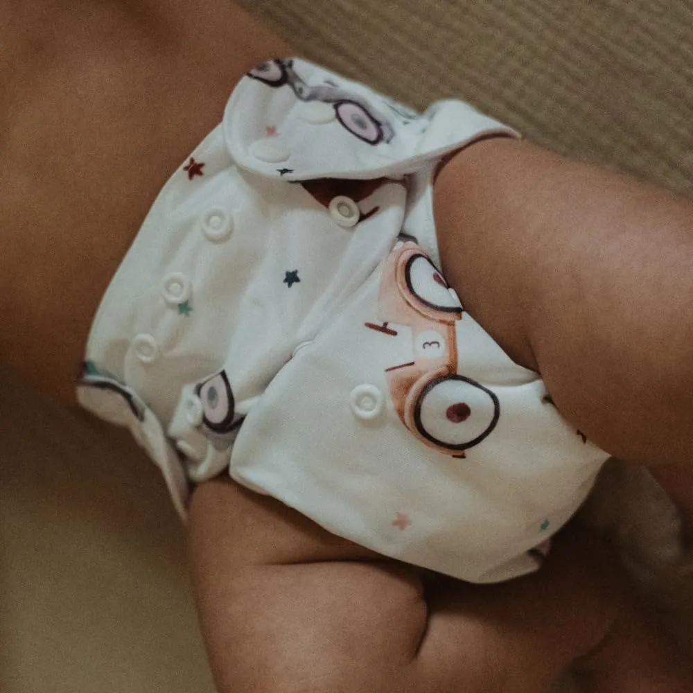 Nora's Nursery Cloth Diapers 7 Pack with 7 Inserts & 1 Wet Bag - Waterproof Cover, Washable, Reusable & One Size Adjustable Pocket Diapers for Newborns and Toddlers - Toy Box