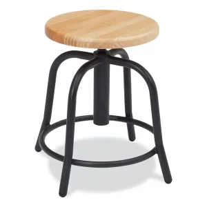 NPS® 6800 Series Height Adjustable Wood Seat Swivel Stool, Supports Up to 300 lb, 19" to 25" Seat Height, Maple Seat/Black Base