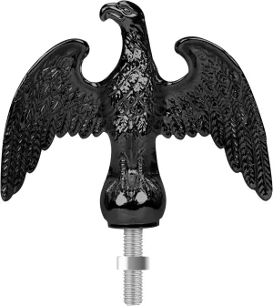 NQ Flag Pole Eagle Topper Ornament, Aluminum Alloy Eagle Finial for 20'/25'/30' Telescopic/Sectional Flagpole（Black,7inch）