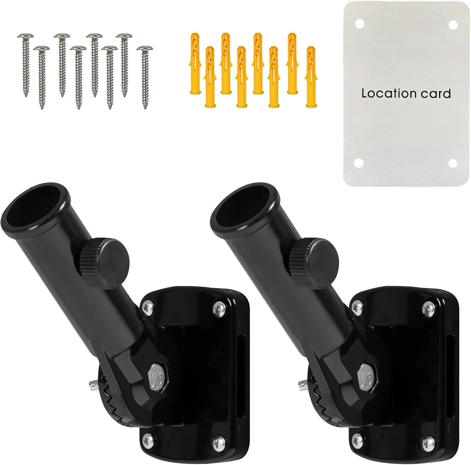 NQ Flag Pole Holder Adjustable Bracket for Outside House - Heavy Duty Aluminum Multi-Position Mounting Bracket, Rust Free With Hardware, 1" Inner Diameter (Black- 2 Pack)