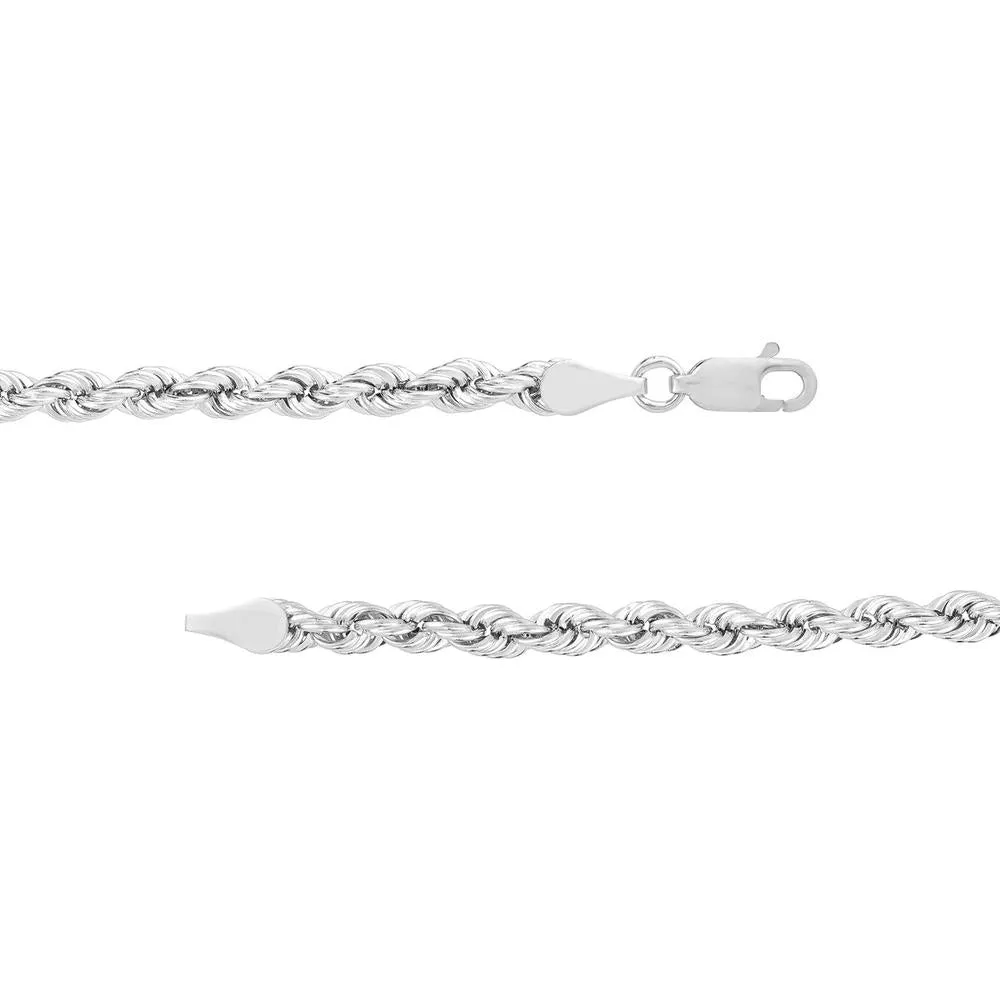 Olas d'Oro - 14K White Gold 4mm Light Rope Chain with Lobster Lock - 18" Length