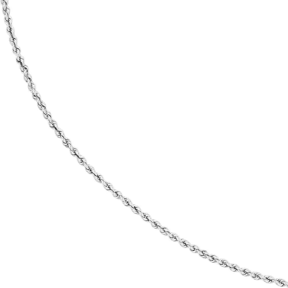 Olas d'Oro - 14K White Gold 4mm Light Rope Chain with Lobster Lock - 18" Length