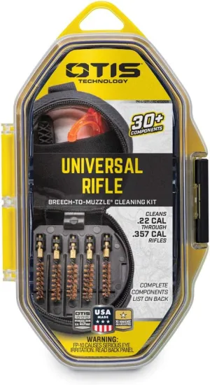 Otis Technology Universal Rifle Cleaning Kit - 5 Bore Brushes Memory-Flex Cable Patches Obstruction Removers Lubricant Soft Case