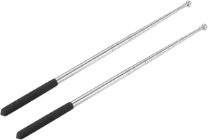 PATIKIL 5 Feet Telescopic Handheld Flagpoles, 2 Pack Stainless Steel Extendable Portable Guide Flag Pole for Tour Guides Teacher Pointer, Black
