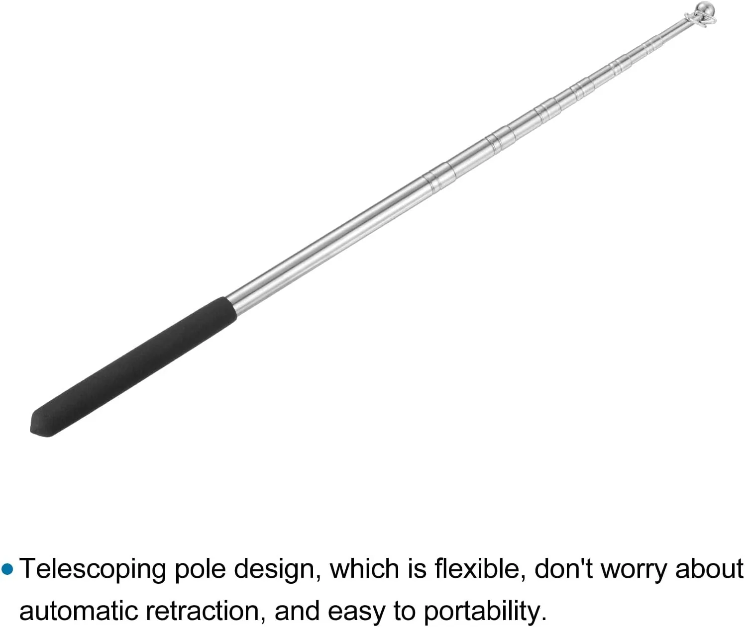 PATIKIL 5 Feet Telescopic Handheld Flagpoles, 2 Pack Stainless Steel Extendable Portable Guide Flag Pole for Tour Guides Teacher Pointer, Black