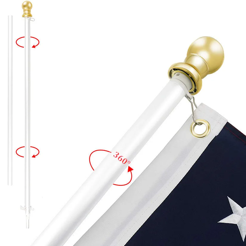 PATRIOT™ Flag Pole and FREEDOM™ Bracket Kit - Vivid White (6ft, 1-inch Diameter)