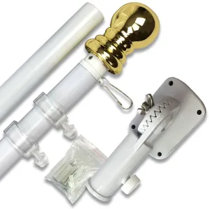 PATRIOT™ Flag Pole and FREEDOM™ Bracket Kit - Vivid White (6ft, 1-inch Diameter)