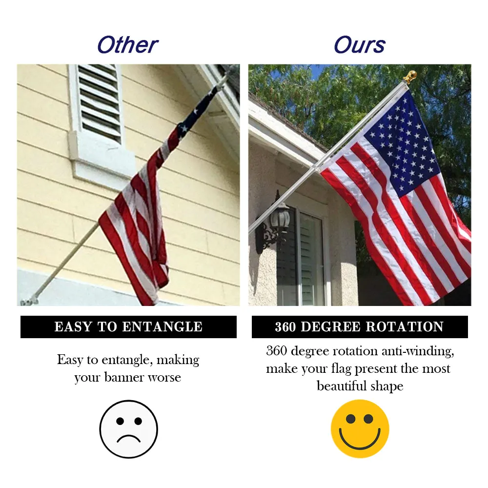 PATRIOT™ Flag Pole and FREEDOM™ Bracket Kit - Vivid White (6ft, 1-inch Diameter)