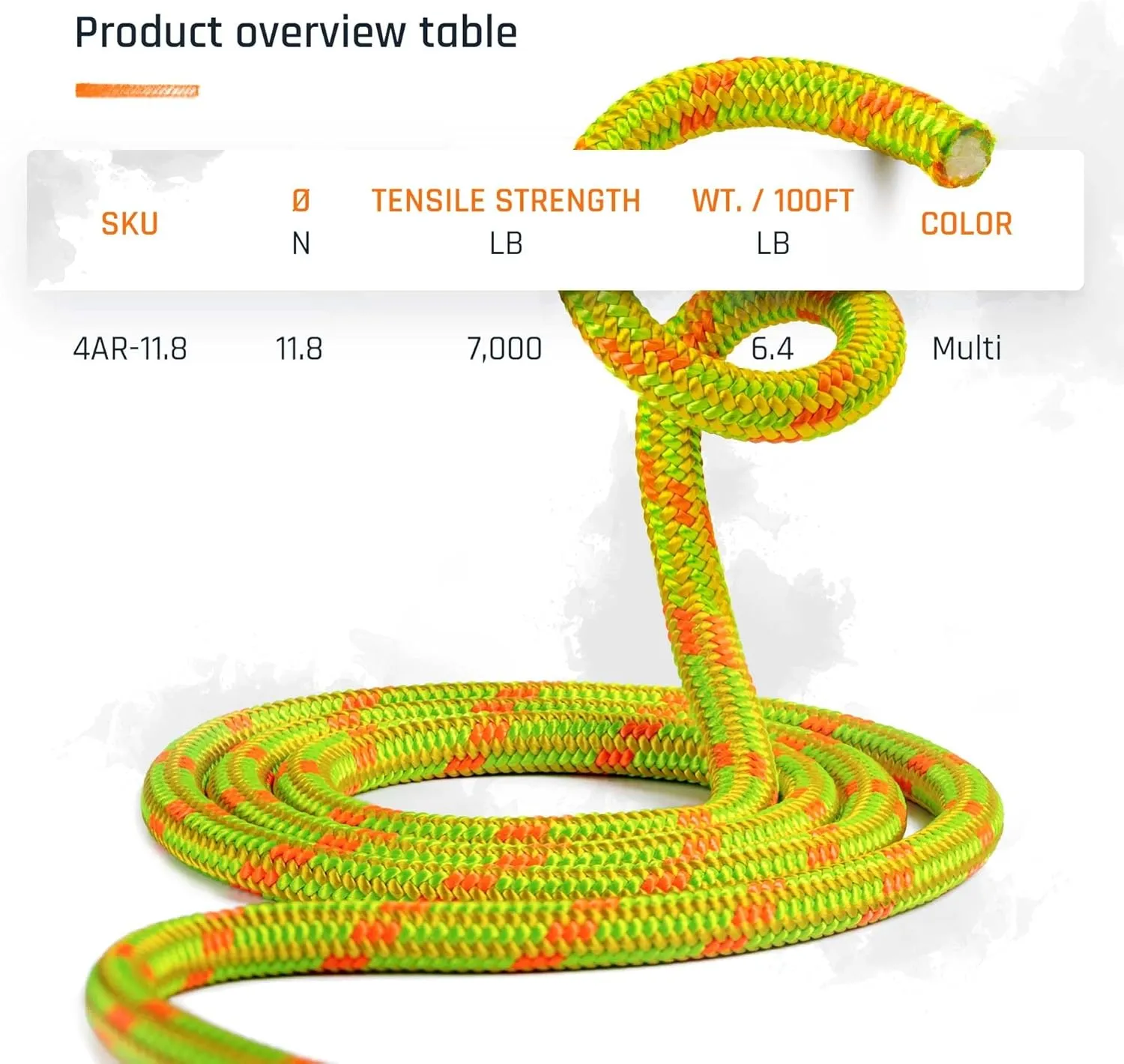Pelican Rope Arborist Rope 11.8mm x 150Ft, USA Made High-Strength 24-Strands Static Climbing Rope - 7,000 lb Strength for Tree Climbing, Pulling, Outdoors & Swin