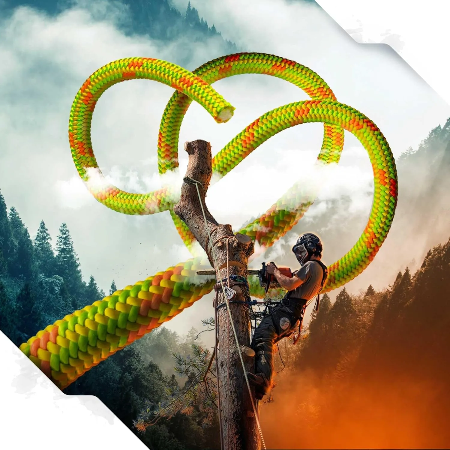 Pelican Rope Arborist Rope 11.8mm x 150Ft, USA Made High-Strength 24-Strands Static Climbing Rope - 7,000 lb Strength for Tree Climbing, Pulling, Outdoors & Swin