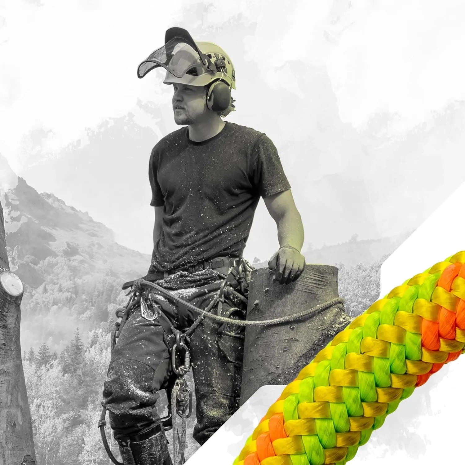 Pelican Rope Arborist Rope 11.8mm x 150Ft, USA Made High-Strength 24-Strands Static Climbing Rope - 7,000 lb Strength for Tree Climbing, Pulling, Outdoors & Swin