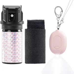 Personal Safety Kit, 3-in-1 Personal Alarm & Door Handle Alarm with LED Light and Pepper Spray, Maximum Strength Pepper Gel, 130dB Siren, Flip-top Safety Cap , Adjustable Runner Hand Strap
